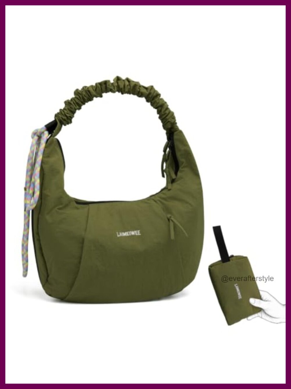 Taslon Nylon Crescent Hobo Crossbody Shoulder Bag 3-in-1 Convertible